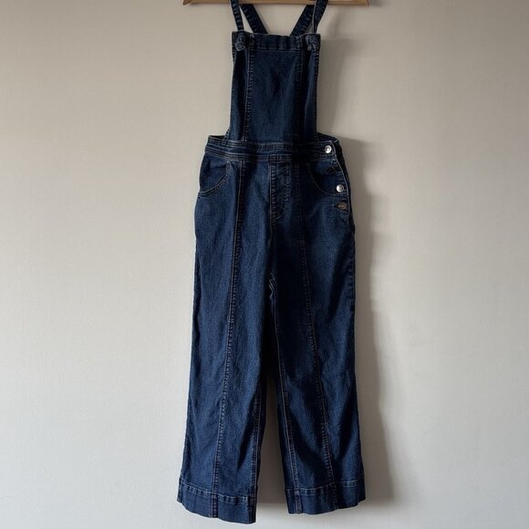 ModCloth Wide Leg Cropped Overalls Jumpsuit “70’s Style” Retro Boho Womens Small - Picture 2 of 16